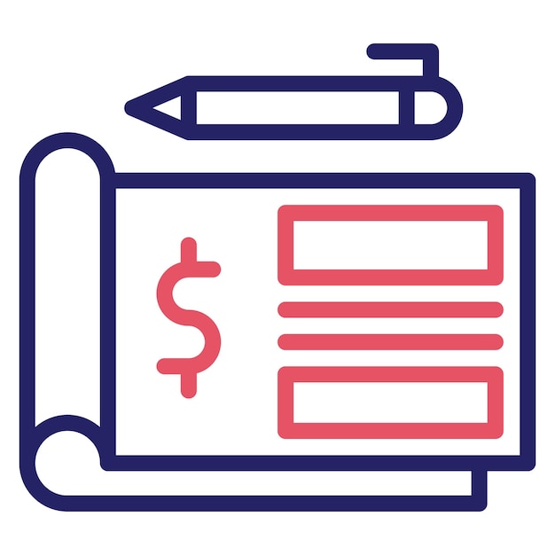 Ilustración del icono vectorial del cheque del conjunto de iconos de banca y finanzas