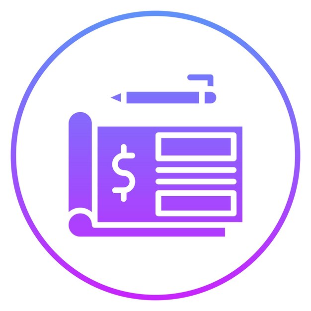 Ilustración del icono vectorial del cheque del conjunto de iconos de banca y finanzas