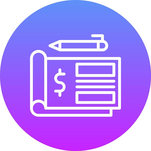Ilustración del icono vectorial del cheque del conjunto de iconos de banca y finanzas