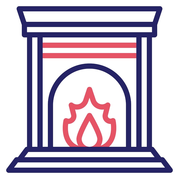 Ilustración del icono vectorial de la chimenea del conjunto de iconos interiores