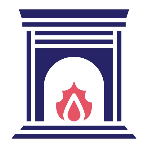 Ilustración del icono vectorial de la chimenea del conjunto de iconos interiores