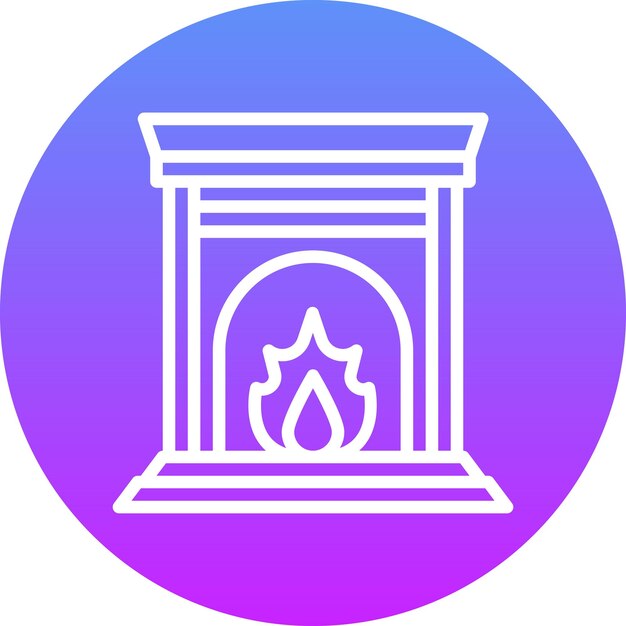 Ilustración del icono vectorial de la chimenea del conjunto de iconos interiores