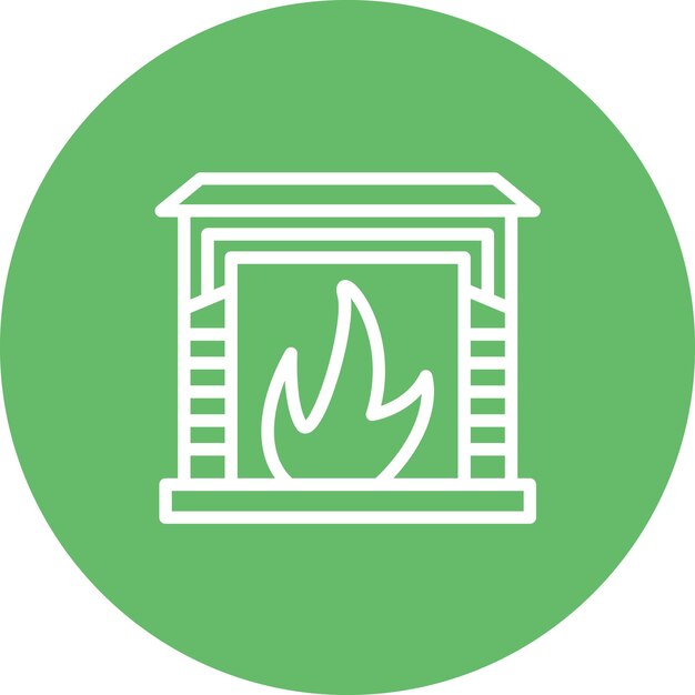 Ilustración del icono vectorial de la chimenea del conjunto de iconos de invierno