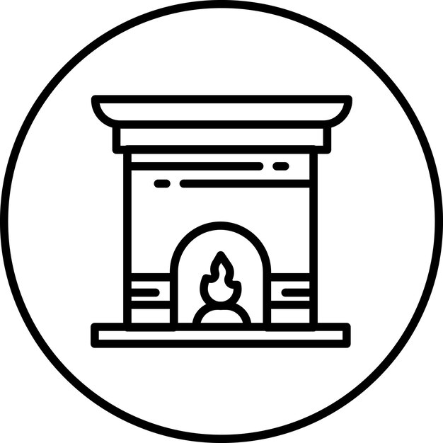 Ilustración del icono vectorial de la chimenea del conjunto de iconos de la vida familiar