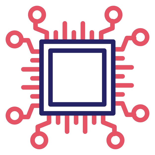 Ilustración del icono vectorial del chip cerebral del conjunto de iconos de tecnología