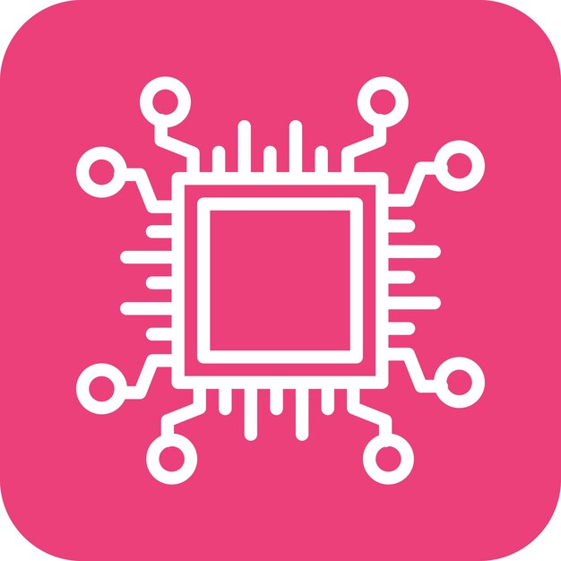Ilustración del icono vectorial del chip cerebral del conjunto de iconos de tecnología