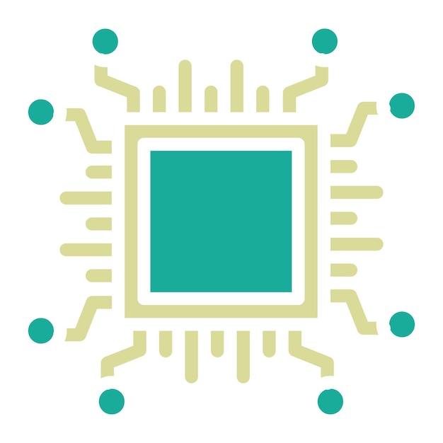 Ilustración del icono vectorial del chip cerebral del conjunto de iconos de tecnología