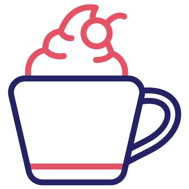 Ilustración del icono vectorial de chocolate caliente del conjunto de iconos de dulces y dulces