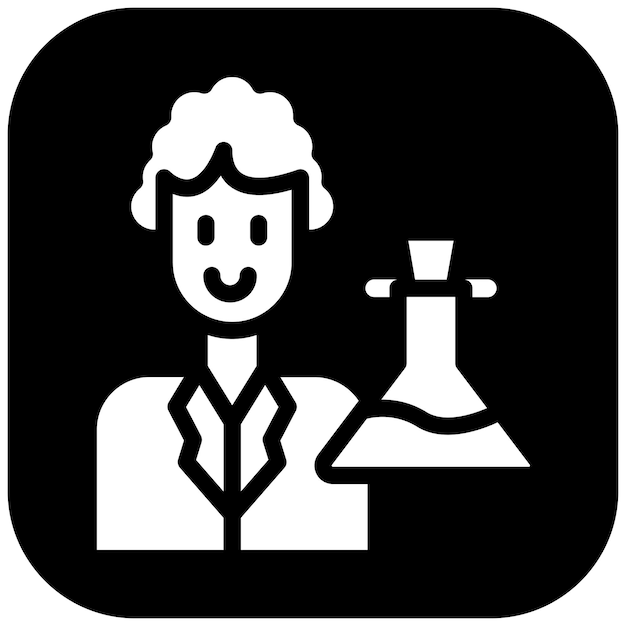 Ilustración del icono vectorial del científico del conjunto de iconos del laboratorio