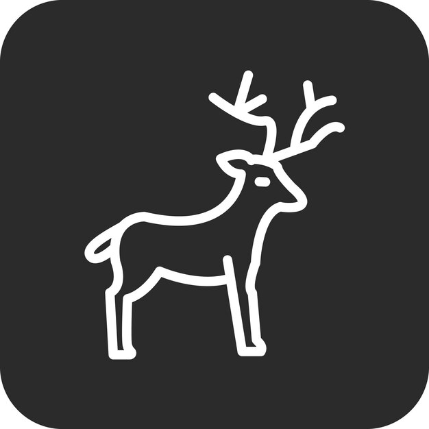 Ilustración del icono vectorial de ciervo del conjunto de iconos de invierno