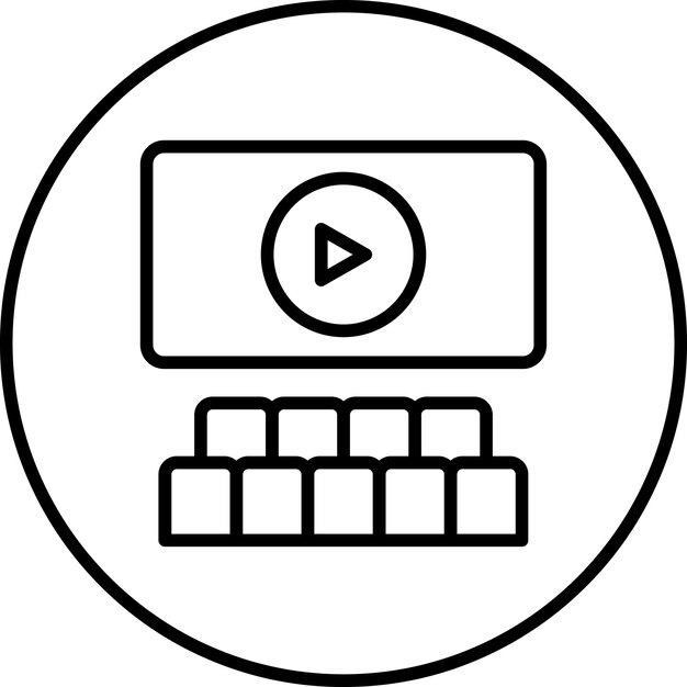 Ilustración del icono vectorial del cine del conjunto de iconos de entretenimiento