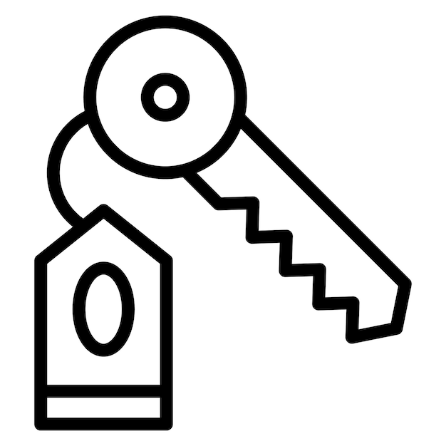 Ilustración del icono vectorial clave de la habitación del conjunto de iconos de gestión de hoteles