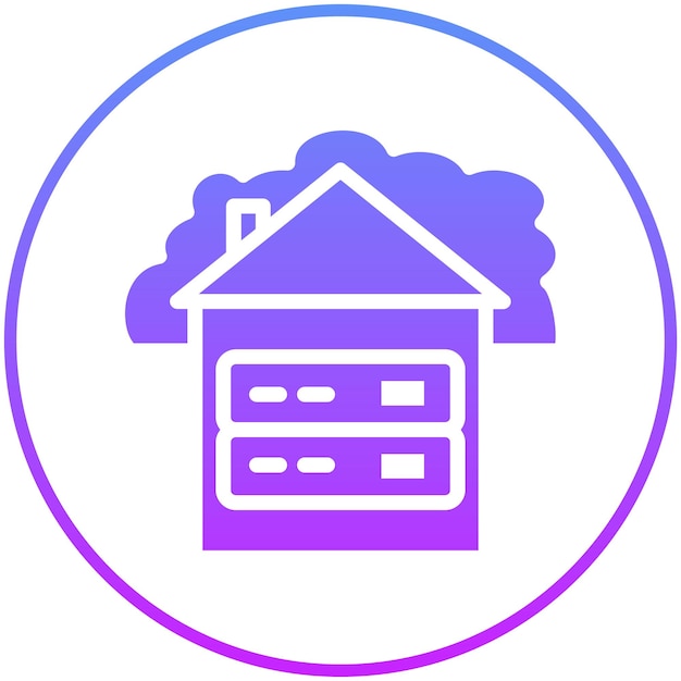 Ilustración del icono vectorial de Cloud House del conjunto de iconos de Cloud Computing