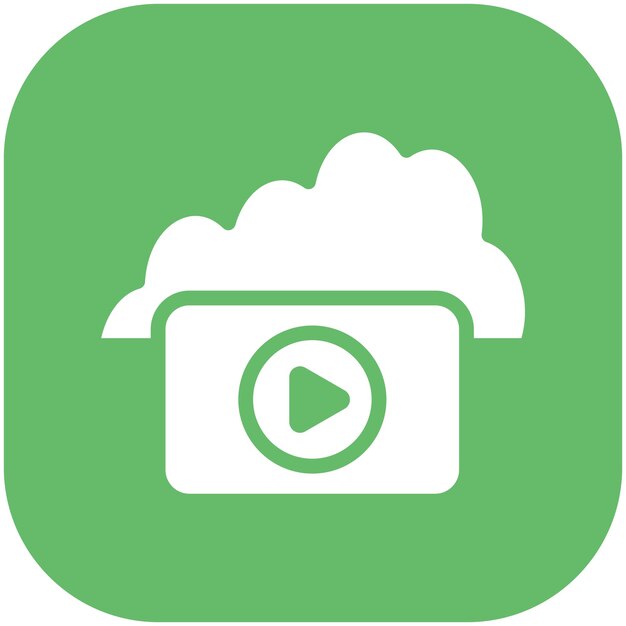 Ilustración del icono vectorial de Cloud Videos del conjunto de iconos de redes y intercambio de datos