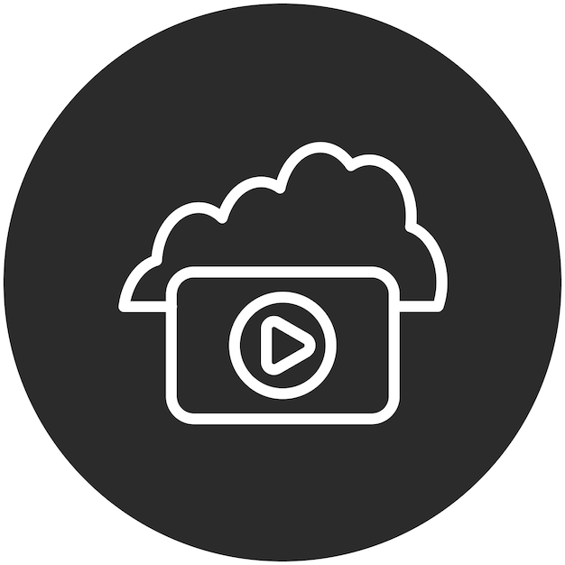 Ilustración del icono vectorial de Cloud Videos del conjunto de iconos de redes y intercambio de datos