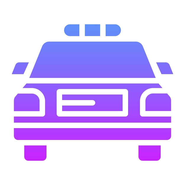 Ilustración del icono vectorial del coche de la policía del conjunto de iconos de Crimen y Ley