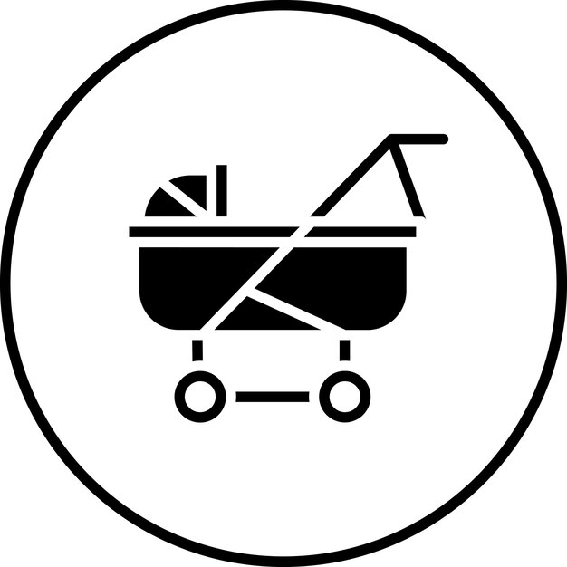 Ilustración del icono vectorial del cochecito del icono de la vida familiar