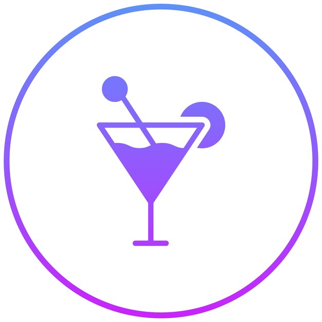 Ilustración del icono vectorial del cóctel del conjunto de iconos del Año Nuevo