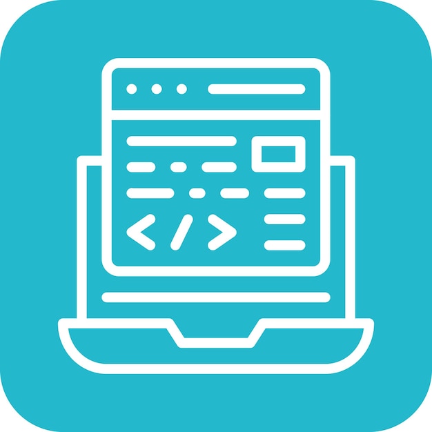 Ilustración del icono vectorial de codificación de la computadora portátil del conjunto de iconos de alojamiento web