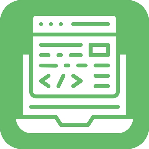 Ilustración del icono vectorial de codificación de la computadora portátil del conjunto de iconos de alojamiento web
