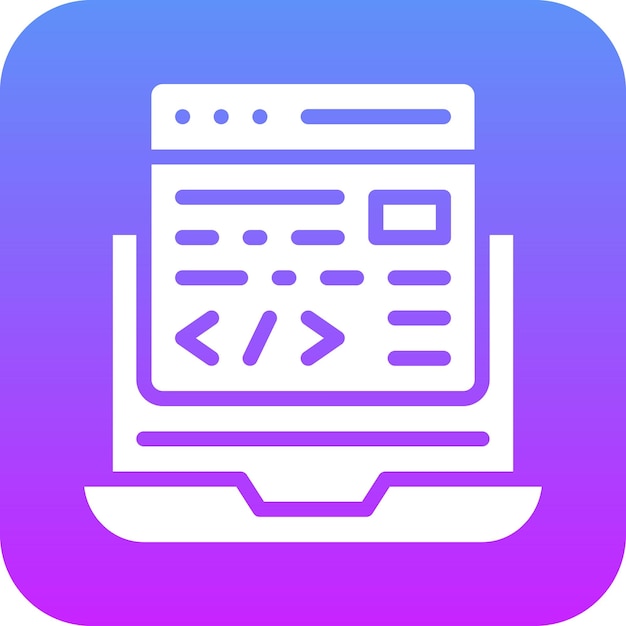 Ilustración del icono vectorial de codificación de la computadora portátil del conjunto de iconos de alojamiento web