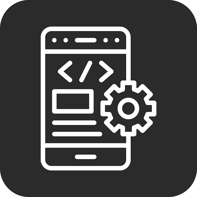 Ilustración del icono vectorial de codificación móvil del conjunto de iconos de codificación y desarrollo