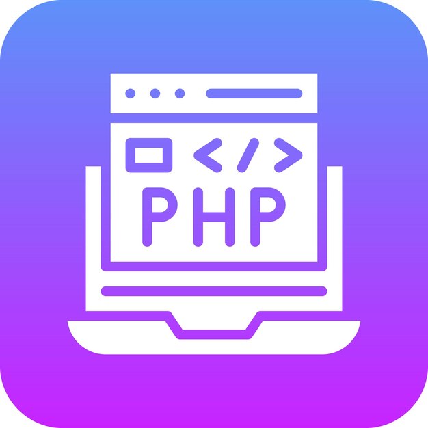 Ilustración del icono vectorial de codificación de PHP del conjunto de iconos de codificación y desarrollo