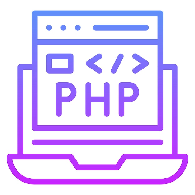 Ilustración del icono vectorial de codificación de PHP del conjunto de iconos de codificación y desarrollo