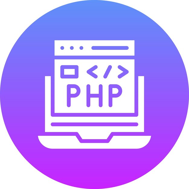 Ilustración del icono vectorial de codificación de PHP del conjunto de iconos de codificación y desarrollo