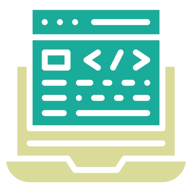 Ilustración del icono vectorial de codificación del sitio web del conjunto de iconos de codificación y desarrollo