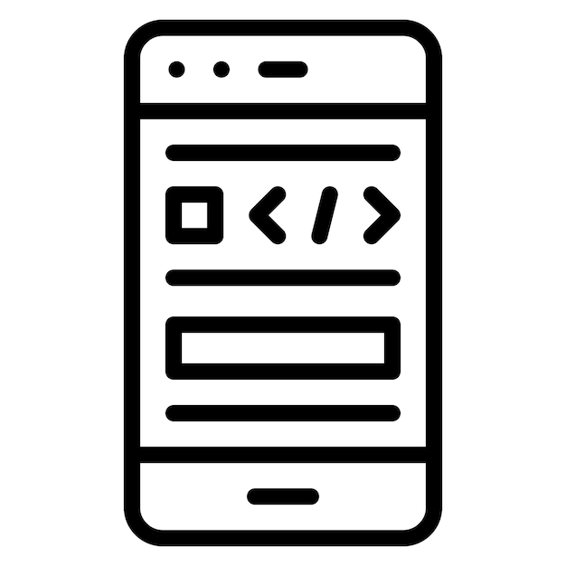 Ilustración del icono vectorial de codificación de teléfonos inteligentes del conjunto de iconos de alojamiento web