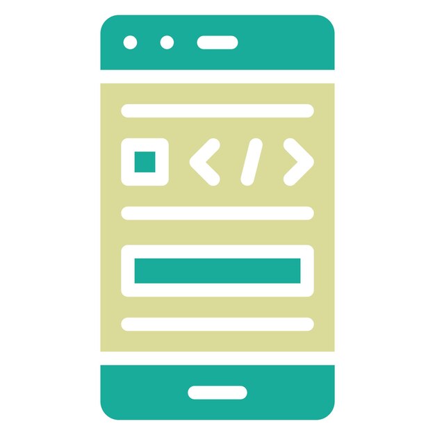 Ilustración del icono vectorial de codificación de teléfonos inteligentes del conjunto de iconos de alojamiento web