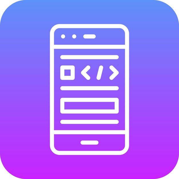 Ilustración del icono vectorial de codificación de teléfonos inteligentes del conjunto de iconos de alojamiento web
