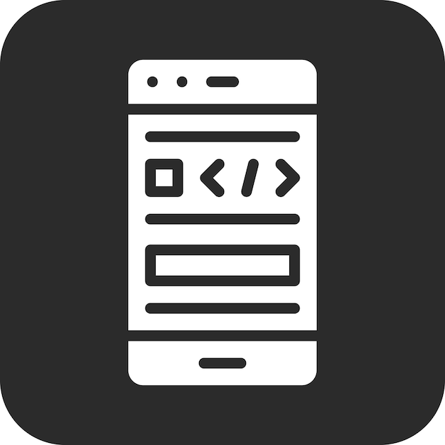 Ilustración del icono vectorial de codificación de teléfonos inteligentes del conjunto de iconos de alojamiento web