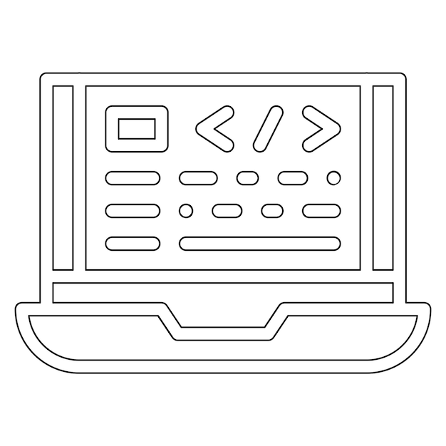 Ilustración del icono vectorial de codificación web del conjunto de iconos de alojamiento web