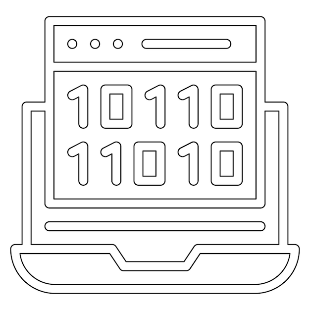 Vector ilustración del icono vectorial de código binario del conjunto de iconos de codificación y desarrollo