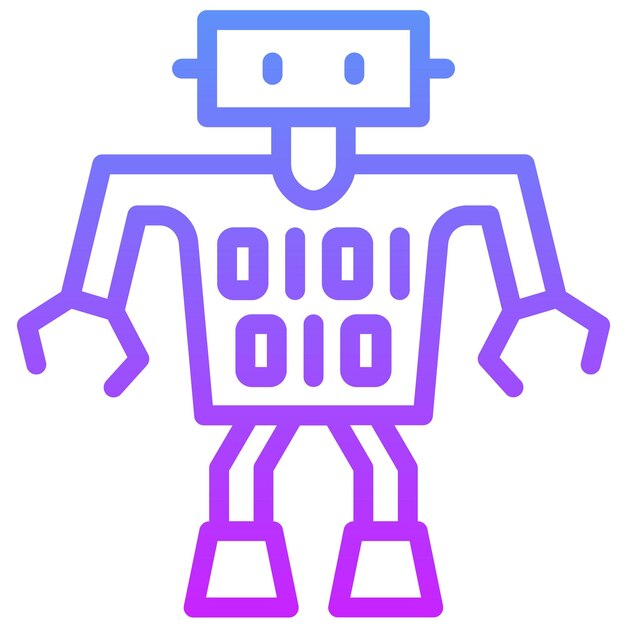 Ilustración del icono vectorial de código binario del conjunto de iconos de robótica
