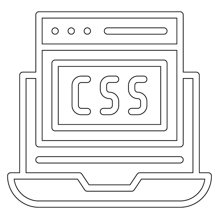 Vector ilustración del icono vectorial de código css del conjunto de iconos de codificación y desarrollo