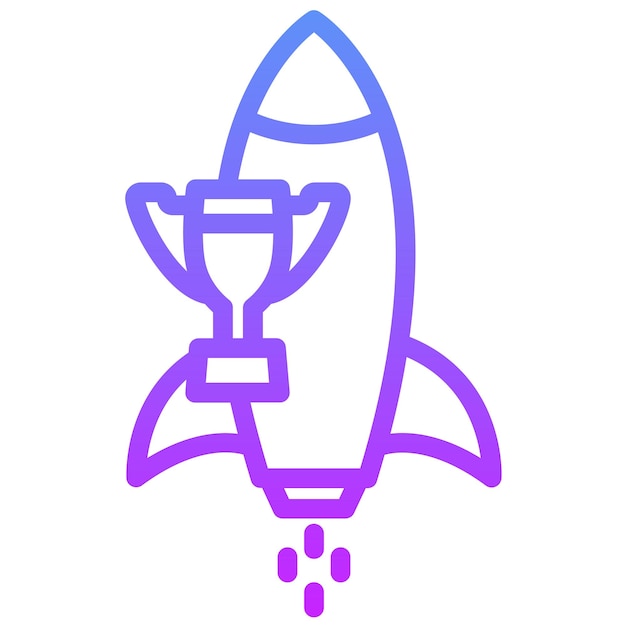 Ilustración del icono vectorial del cohete del conjunto de iconos de logros