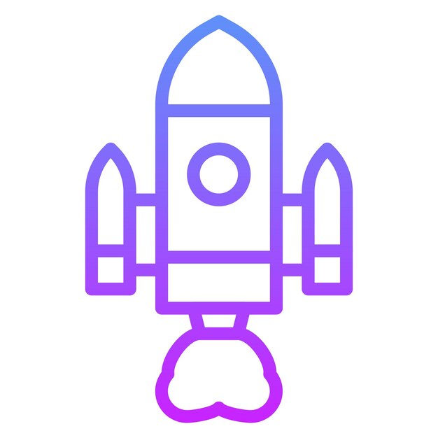 Ilustración del icono vectorial del cohete del conjunto de iconos de tecnología espacial