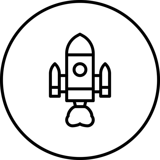 Ilustración del icono vectorial del cohete del conjunto de iconos de tecnología espacial