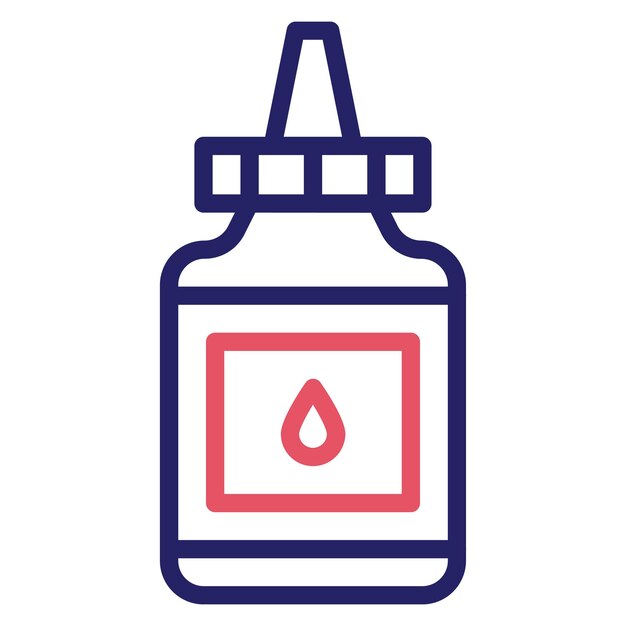 Ilustración del icono vectorial de cola líquida del conjunto de iconos de papelería de oficina
