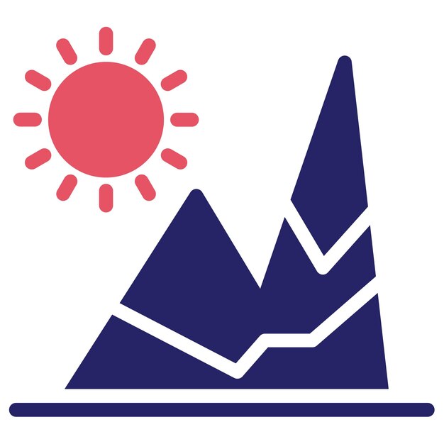 Ilustración del icono vectorial de la colina de invierno del conjunto de iconos de invierno