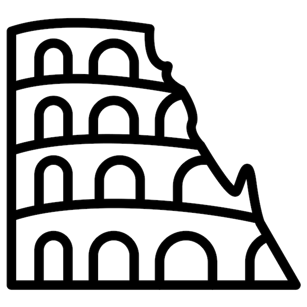 Ilustración del icono vectorial del coliseo del conjunto de iconos de la civilización antigua