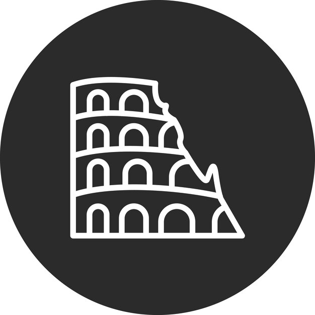 Vector ilustración del icono vectorial del coliseo del conjunto de iconos de la civilización antigua