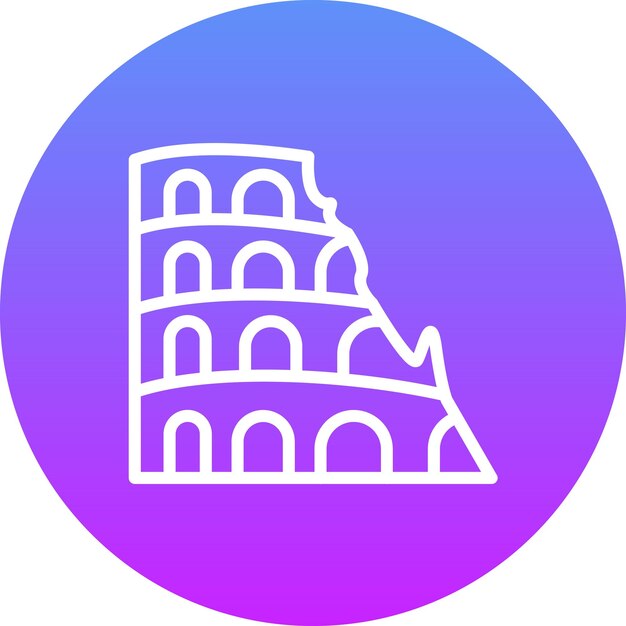 Ilustración del icono vectorial del Coliseo del conjunto de iconos de la civilización antigua