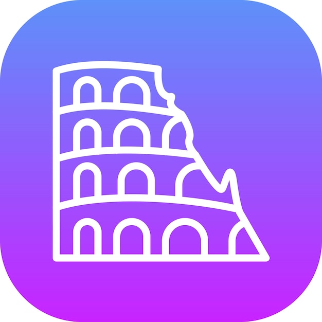 Ilustración del icono vectorial del Coliseo del conjunto de iconos de la civilización antigua