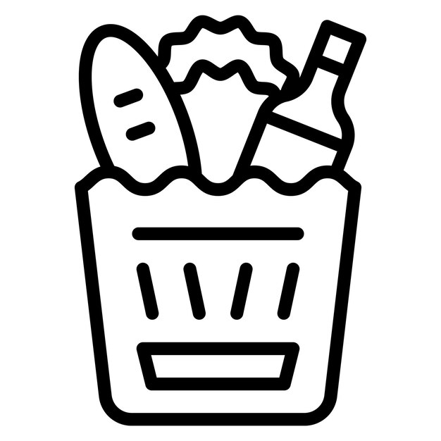 Ilustración del icono vectorial de comestibles del conjunto de iconos del centro comercial