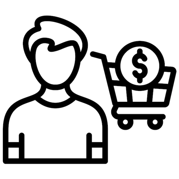 Vector ilustración del icono vectorial de compras del conjunto de iconos de emprendimiento