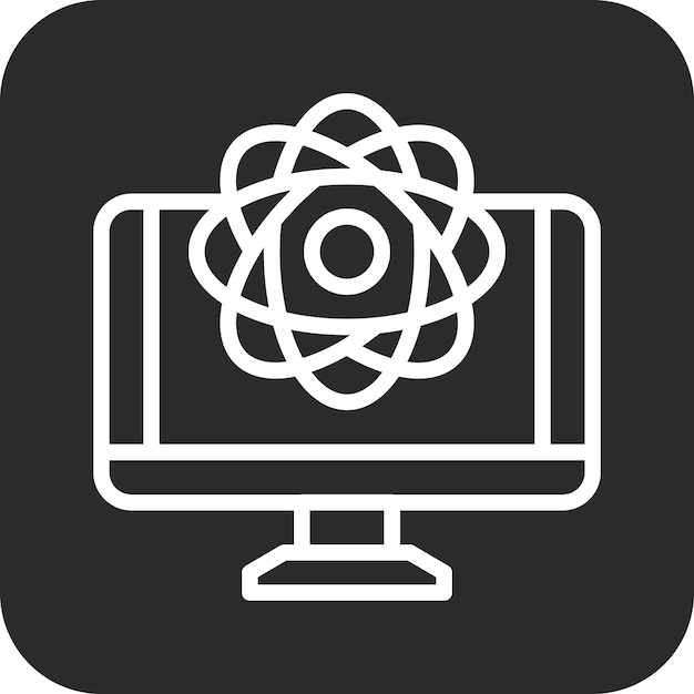 Ilustración del icono vectorial de computación cuántica del conjunto de iconos de computadora y hardware